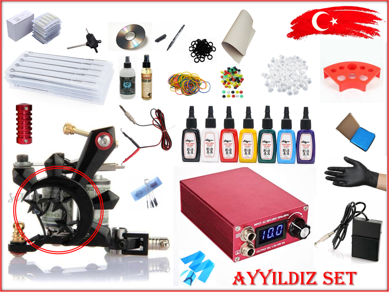 AYYILDIZ MODEL TATTOO DÖVME MAKİNASI FULL SET