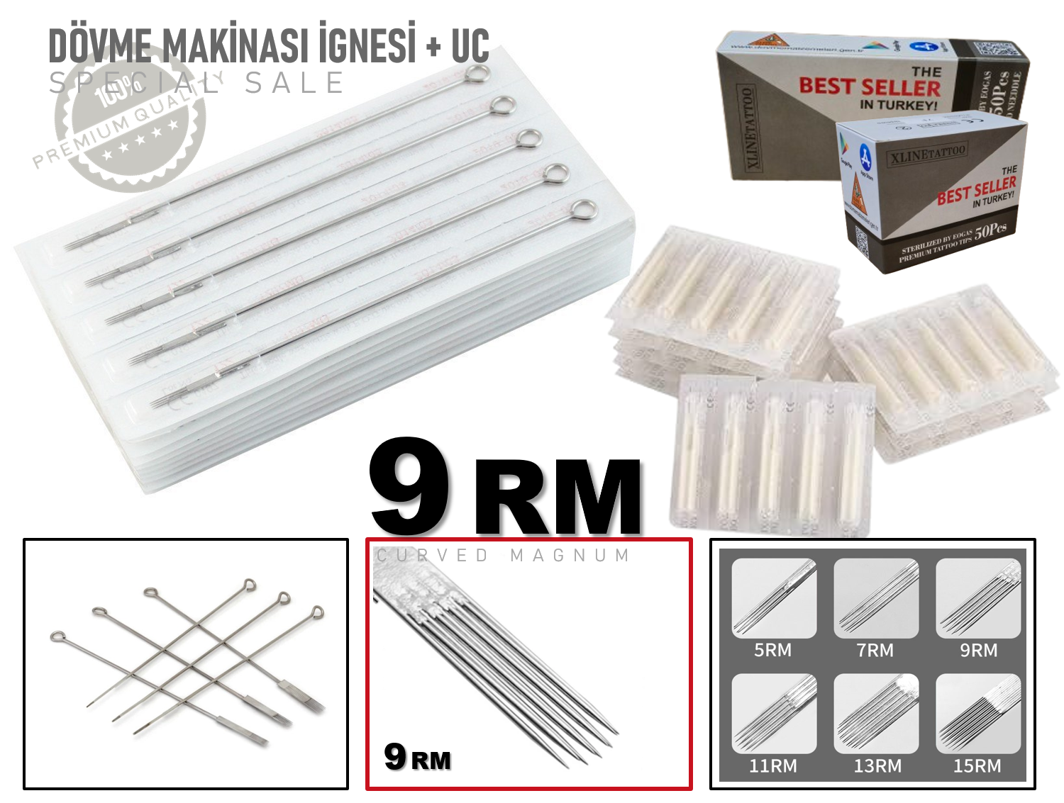 9 RM TATTOO DÖVME İĞNELERİ 100 İĞNE 100 UÇ