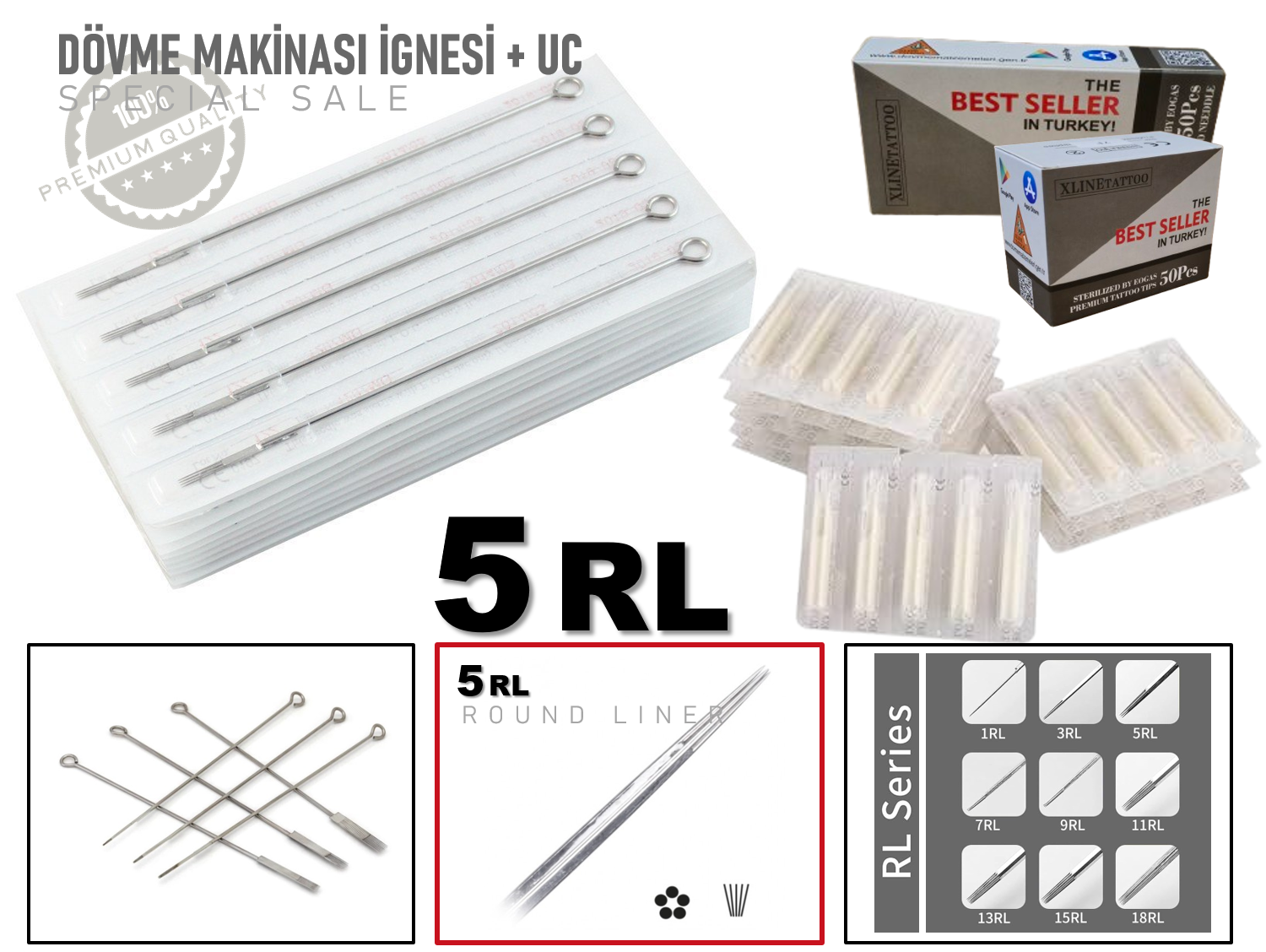 TATTOO DÖVME İĞNELERİ 5RL 10 Adet İğne ve Uç