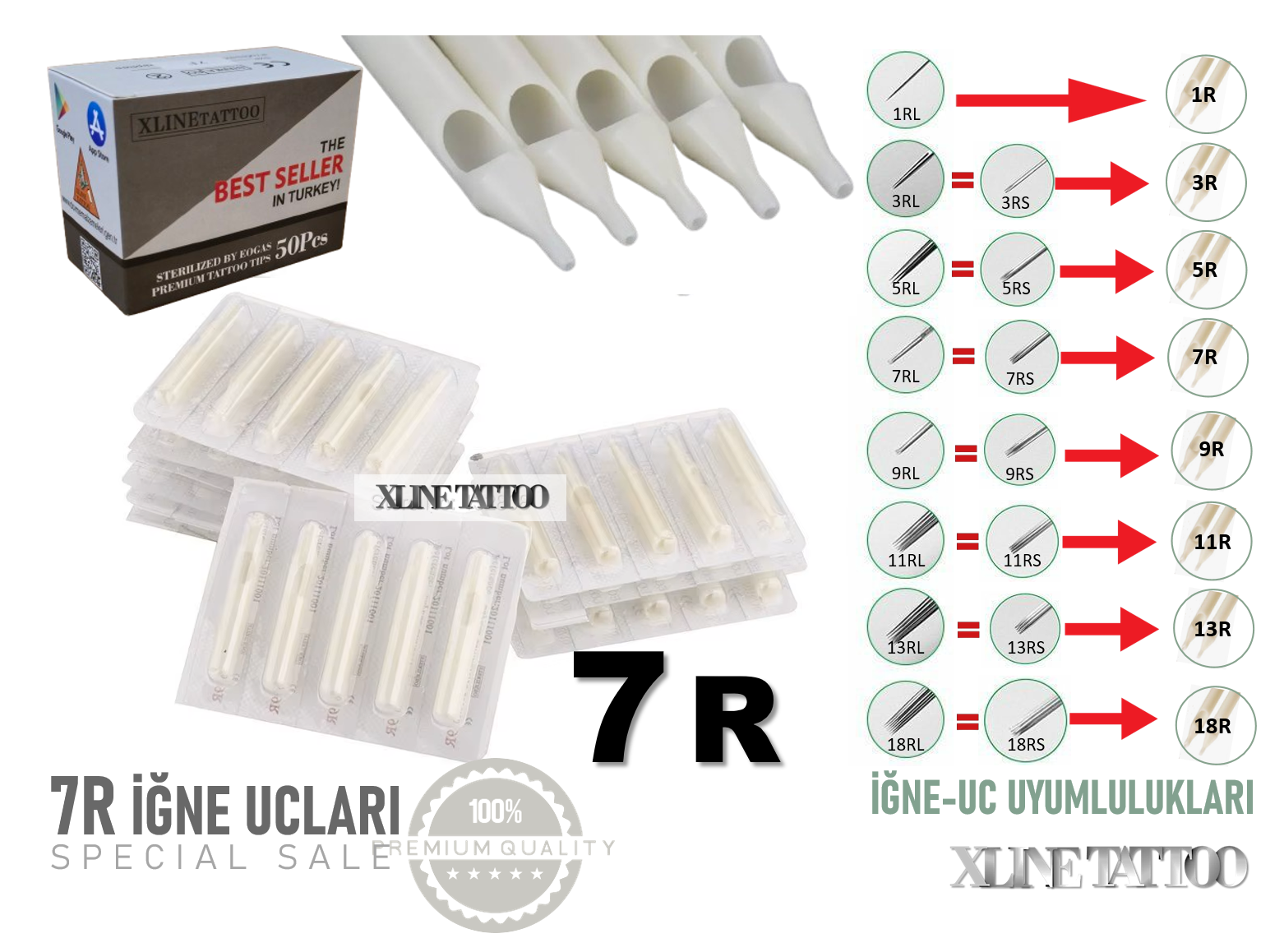 TEK KULLANIMLIK 7R DÖVME İĞNE UÇLARI