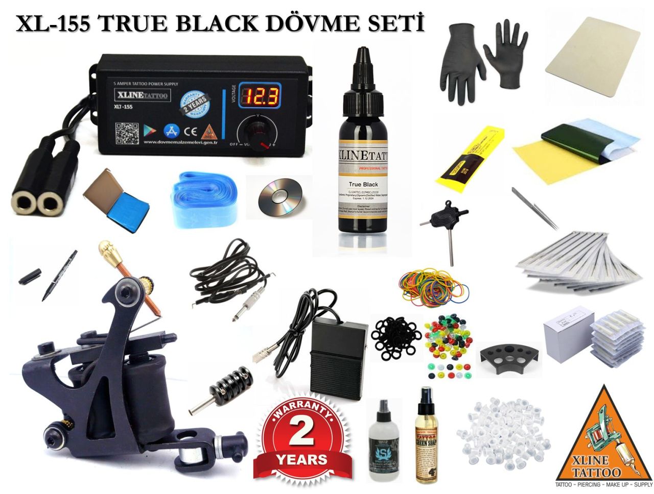XL-155 TRUE BLACK DİJİTAL TATTOO DÖVME MAKİNASI SETİ PROFESYONEL