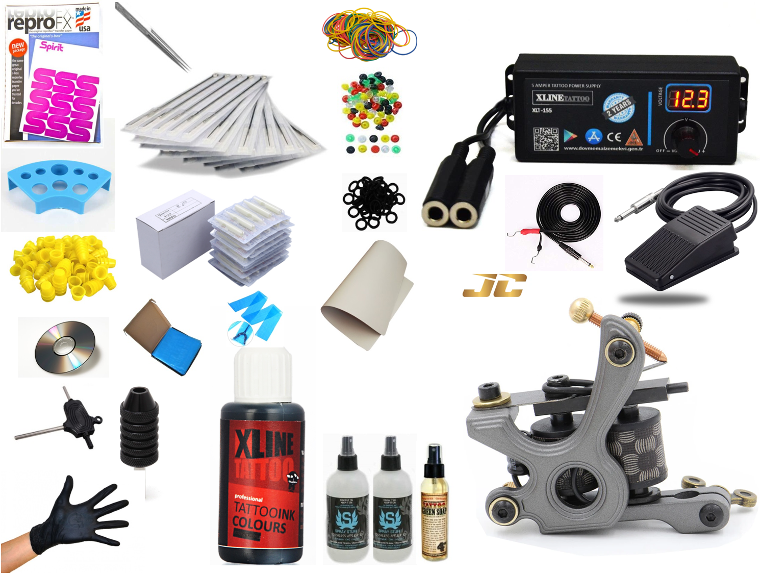 XL-155 RED DİJİTAL ADAPTÖRÜLÜ TATTOO DÖVME MAKİNASI SETİ PROFESYONEL