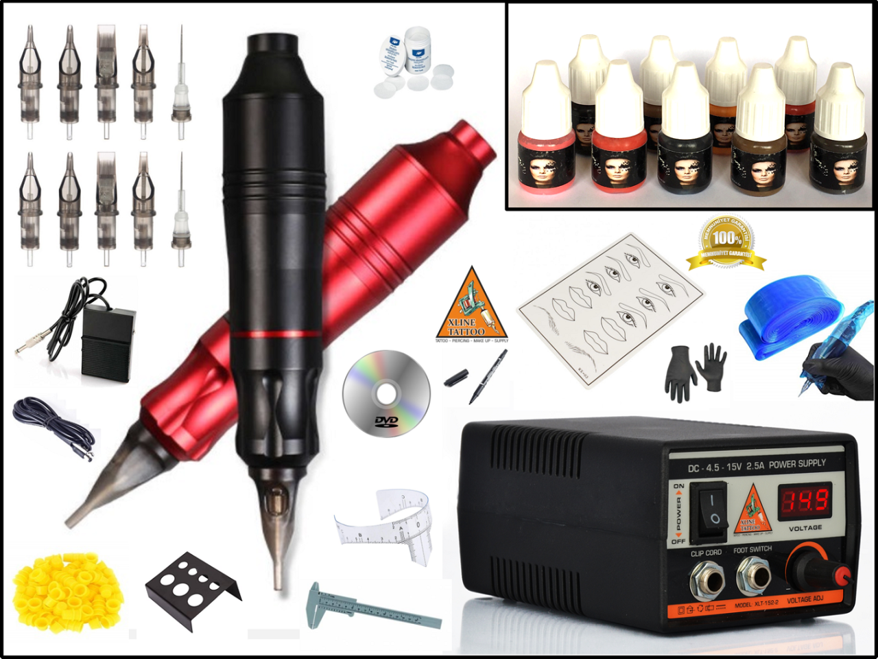 XL-5327A HYBRID ÇANTALI SİYAH RENK TATTOO PEN KALICI MAKYAJ MAKİNASI SETİ - MABUCHI MOTOR