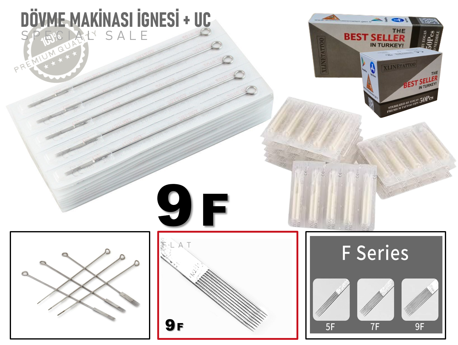 9F TATTOO DÖVME MAKİNASI İĞNELERİ 50 İgne + 50 Uç