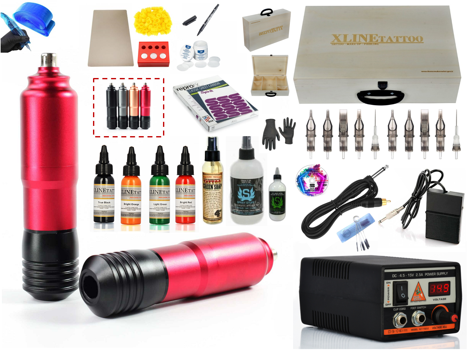 XL-5339B ÇANTALI HYBRID TATTOO PEN DÖVME MAKİNESİ SETİ