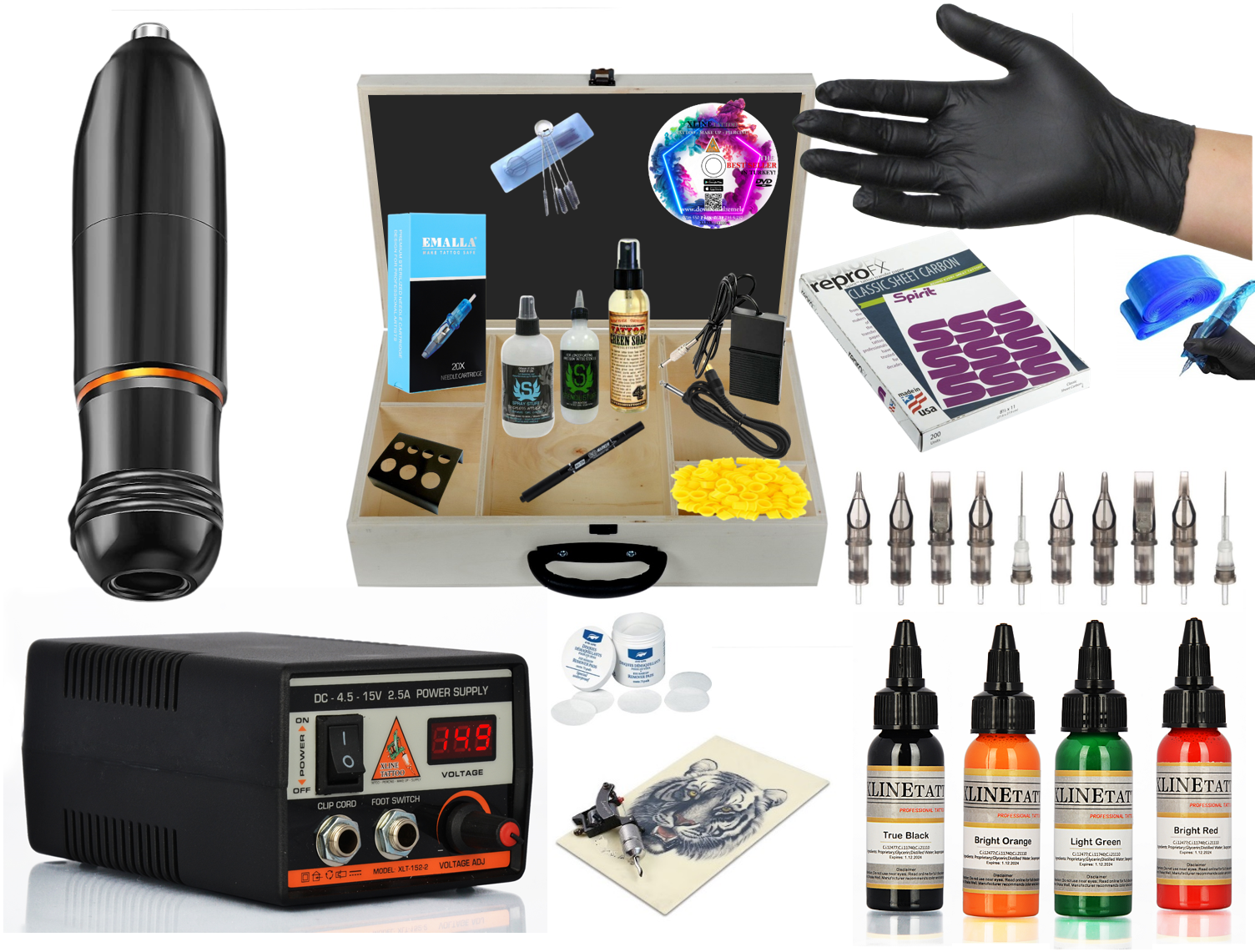 XL-5340A ÇANTALI HYBRID TATTOO PEN DÖVME MAKİNESİ SETİ